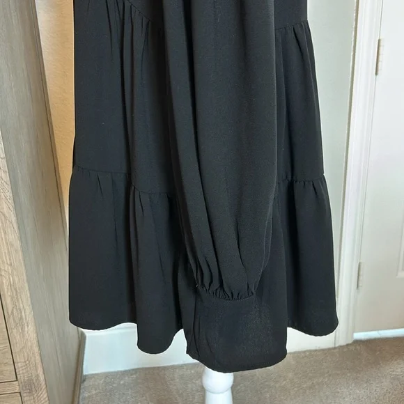 PINCH | Black Chiffon Tiered Long-Sleeve Dress | Medium - Picture 9 of 14